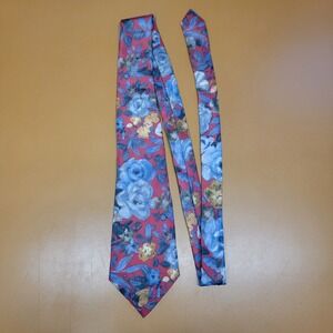 Blair Fine Menswear Floral Necktie Red Blue Vintage Style